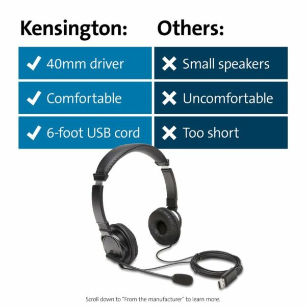 Kensington Headphones with Microphone K97601WW Black