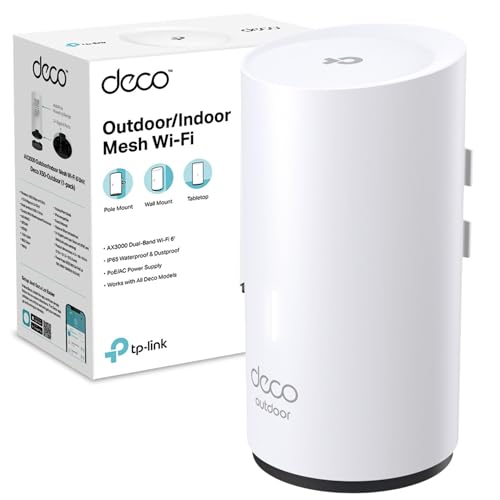 TP-Link Deco X50-Outdoor/Indoor Whole Home Wi-Fi 6 IP65 dust & water resistance Dual-Band Add on Single Unit for All WiFi 7/6/5 Mesh Pack Extended Coverage Requirement Works with Alexa