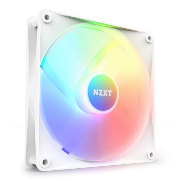 NZXT F140 RGB Core - 140mm Hub-Mounted Fan 8 Individually-Addressable LEDs Semi-Translucent Blades High Static Pressure & Airflow Quiet Operation PWM Control CAM Software White