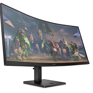 HP OMEN 34c Curved Monitor 34' WQHD VA 165hz Gaming Console Compatible 2x HDMI 20 1x DisplayPort 14 AMD FreeSync Premium Dual Speakers Tilt & height adjustments VESA Mountable Black