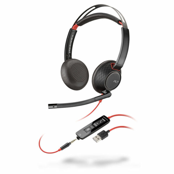 POLY Headphones with Microphone 207576-201 Black Red