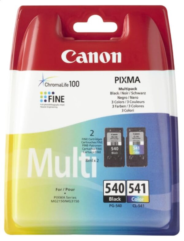 Canon PG-540 + CL-541 Multipack Ink Cartridges Black/Colour (Cyan/Magenta/Yellow) for PIXMA MG2250 MG3150 MG3250 MG3510 MG3550 MG4250 MX395 MX455 MX475 MX525 MX535
