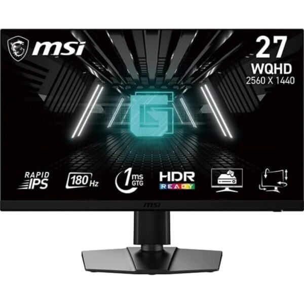 MSI G272QPF E2 27 Inch WQHD Gaming Monitor - 2560 x 1440 Rapid IPS Panel 180 Hz / 1ms GtG 125 sRGB colour gamut Adaptive-Sync DP 14a HDMI 20b CEC