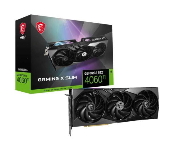 MSI GeForce RTX 4060 Ti GAMING X SLIM 16G Graphics Card - GPU 16GB GDDR6 (18Gbps/128-bit) PCIe 40 TRI FROZR 3 (3 TORX Fan 50) RGB HDMI 21 DisplayPort 14a
