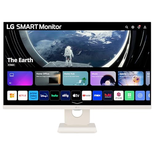 LG MyView Smart Monitor 27SR50F 27 Inch Full HD 1080P IPS Panel Built in Speakers Wifi & Bluetooth Connectivity Virtually Borderless webOS TV Apps with Remote Control White
