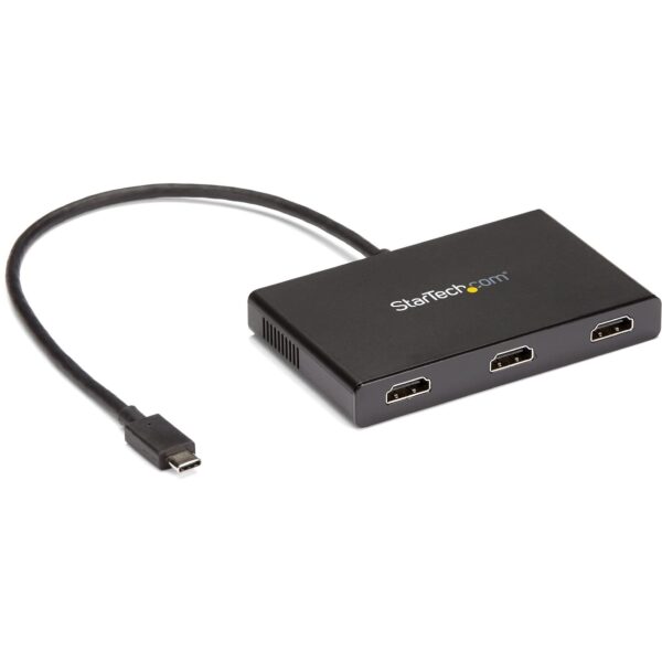 StarTechcom 3-Port USB-C Multi-Monitor Adapter USB Type-C to 3x HDMI MST Hub Triple 1080p 60Hz Laptop Display Extender/Splitter Extra-Long Built-In Cable Windows Only (MSTCDP123HD)