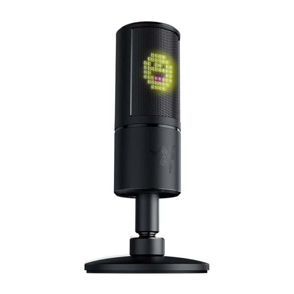Razer Seiren Emote - USB Condenser Microphone for Streaming with Emoticon Display (8-Bit LED Stream-Reactive Hypercardioid Shock Absorber Plug and Play) Black