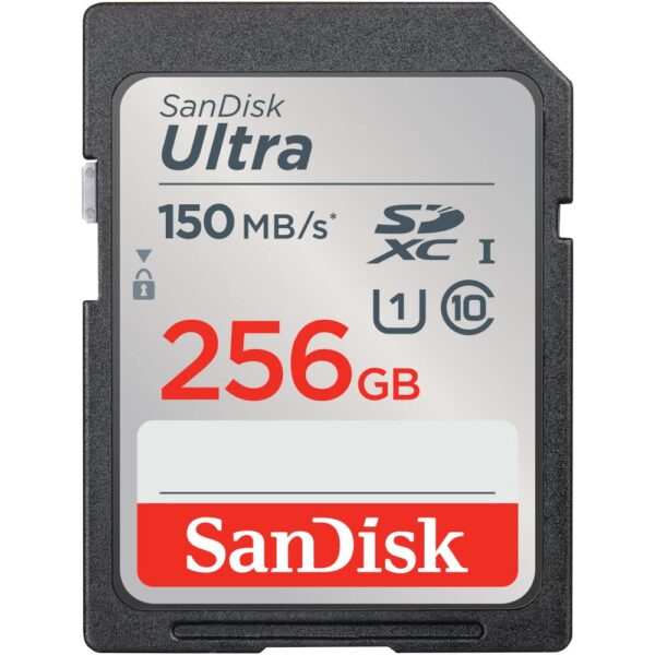 SanDisk 256GB Ultra SDXC Card SD Memory With Up To 150 MB/s Read Speeds For Entry Level And Mid-range Compact Camera's Full HD Video UHS-I Class 10 U1