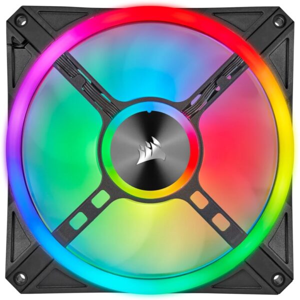 Corsair iCUE QL140 RGB 140 mm LED PWM Fan (34 Individually Addressable LEDs Speeds Up to 1250 RPM Low-Noise) Single Pack - Black