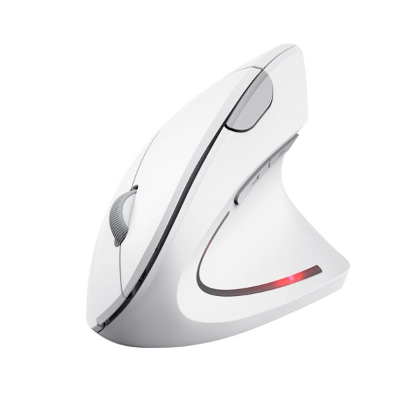 Trust Verto Wireless Ergonomic Mouse Vertical with Storable USB Micro-receiver Reduces Arm Strain 800-1600 DPI 6 Buttons for Right Hand Users PC Laptop Mac Batteries Included - White