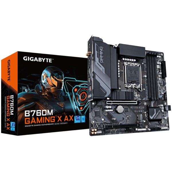 Gigabyte B760M Gaming X AX Motherboard - Supports Intel Core 14th Gen CPUs 8+1+1 Phases Digital VRM up to 7600MHz DDR5 (OC) 2xPCIe 40 M2 Wi-Fi 6E 25GbE LAN USB 32 2