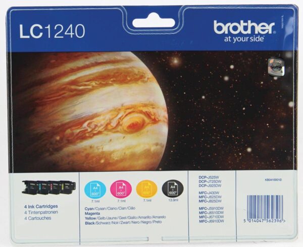 BROTHER LC-1240BK/LC-1240C/LC-1240M/LC-1240Y Inkjet Cartridges Black/Cyan/Magenta/Yellow Multi-Pack Standard Yield Includes 4 x Genuine Supplies