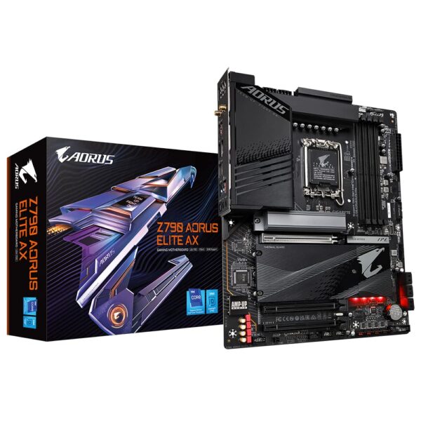 Gigabyte Z790 AORUS ELITE AX Motherboard - Supports Intel Core 14th CPUs 16+2+ Phases Digital VRM up to 7600MHz DDR5 (OC) 4xPCIe 40 M2 Wi-Fi 6E 25GbE LAN USB 32 Gen 2x2