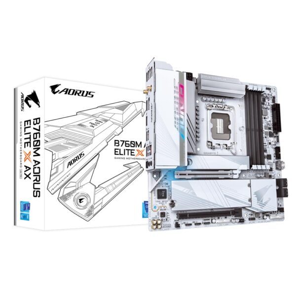 Gigabyte B760M AORUS ELITE X AX Motherboard - Supports Intel Core 14th Gen CPUs 14+1+1 phases VRM up to 8266MHz DDR5 (OC) 2xPCIe 40 M2 Wi-Fi 6E 25GbE USB 32 2