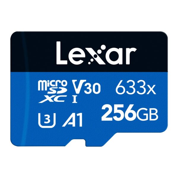 Lexar 633x 256GB Micro SD Card microSDXC UHS-I + Adapter microSD Memory up to 100MB/s Read A1 Class 10 U3 V30 TF for Smartphones/Tablets/IP Cameras (LMS0633256G-BNAAA)