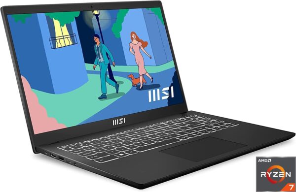 MSI Modern 15 Inch FHD Laptop - (Ryzen 7-7730U AMD Radeon Graphics 8GB RAM 512GB SSD Windows 11 Home) Classic Black