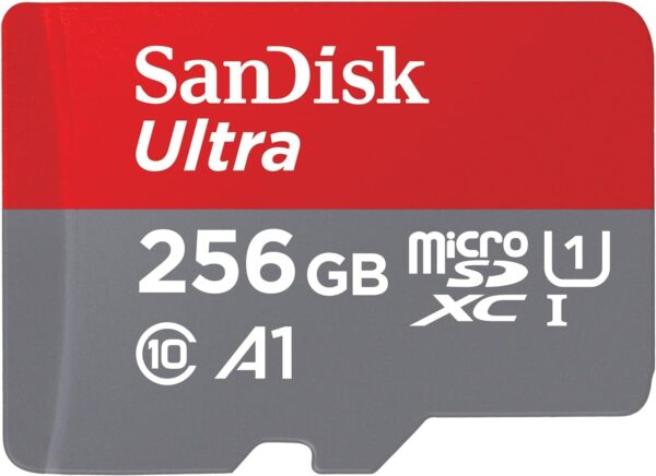 SanDisk 256GB Ultra microSDXC card + SD adapter Memory Full HD up to 150 MB/s For smartphones and Tablets with A1 App Performance UHS-I Class 10 U1