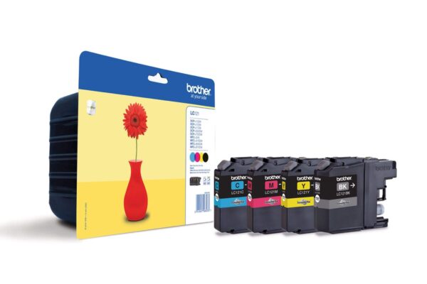 BROTHER LC-121BK/LC-121C/LC-121M/LC-121Y Inkjet Cartridges Black/Cyan/Magenta/Yellow Multi-Pack Standard Yield Includes 4 x Genuine Supplies