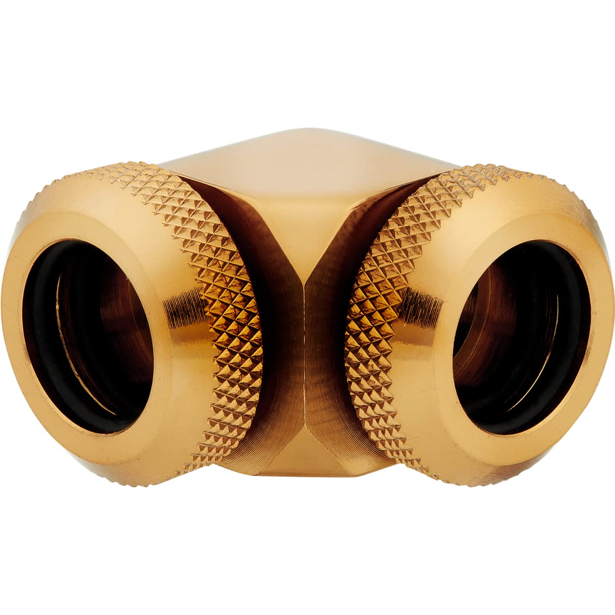 Corsair Hydro X Series XF Hardline 90 Degree 12mm OD Fittings Twin Pack (Solid Brass Durability Quality Finish Double O-Ring Compression Design Easy Diameter Tubing Fitting) Gold