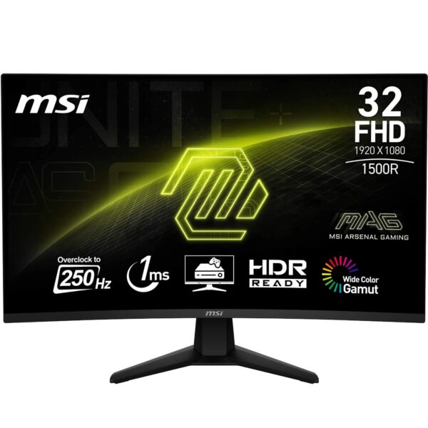 MSI MAG 32C6X 32 Inch FHD Curved Gaming Monitor - 1500R 1920 x 1080 VA Panel 250 Hz(OC) / 1ms MPRT Adaptive Sync DP 14a HDMI 20b CEC