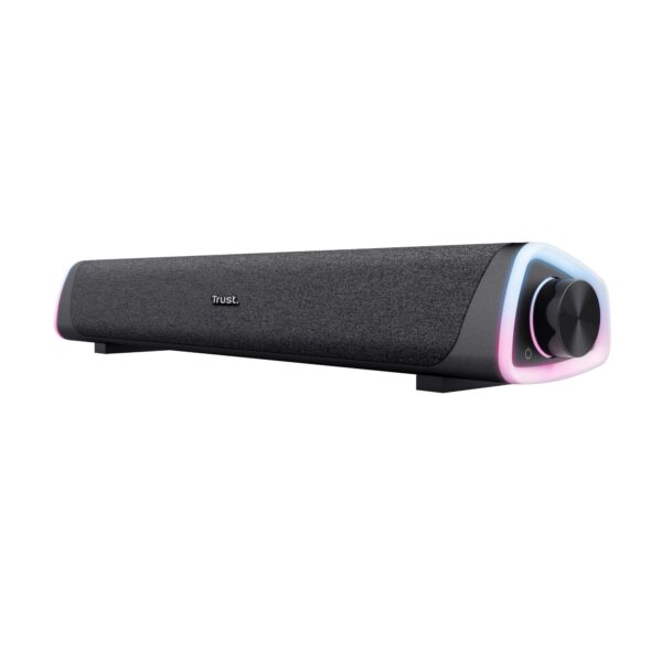 Trust Liro Soundbar PC Speaker 12W Compact Stereo Sound Bar with RGB LED Lights 35mm AUX Cable Connection USB Powered Speakers for Computer Laptop Desktop Tablet Smartphone TV Black