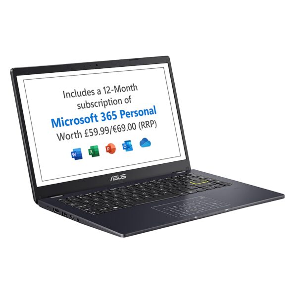 ASUS Vivobook 14 E410KA 14" Full HD Laptop with Microsoft Office 365 (Intel Celeron N4500 4GB RAM 128GB eMMC Windows 11 S Mode) Ships 1 Year Subscription
