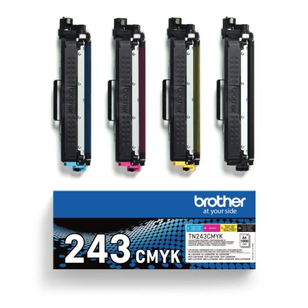 BROTHER TN-243BK/TN-243C/TN-243M/TN-243Y Toner Cartridges Black/Cyan/Magenta/Yellow Multi-Pack Standard Yield Includes 4 x Genuine Supplies