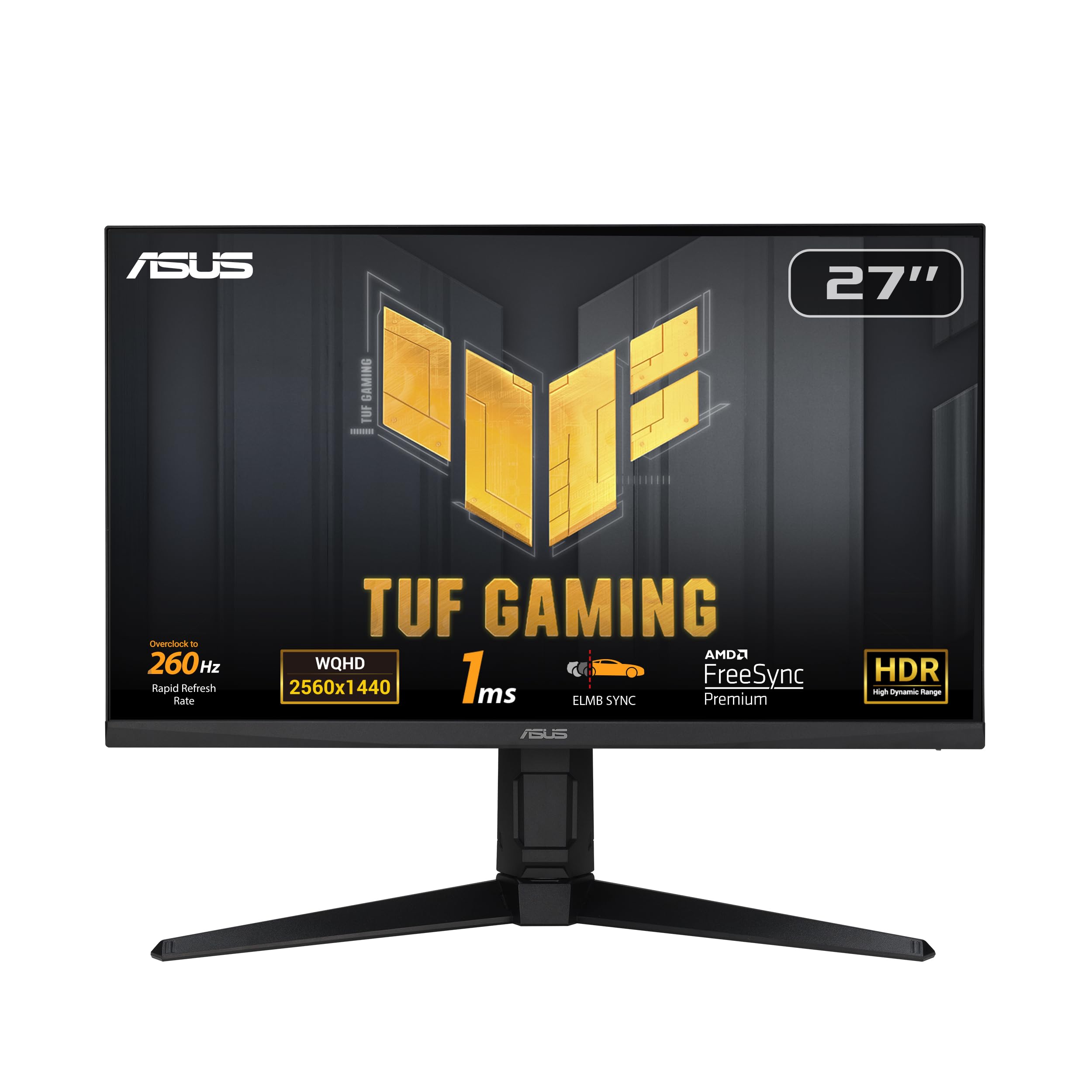 ASUS TUF Gaming VG27AQML1A Monitor 27-inch QHD(2560x1440) Overclock to 260Hz (native 240Hz) ELMB Sync Freesync Premium 1ms (GTG) Variable Overdrive100 sRGB DisplayHDR 400