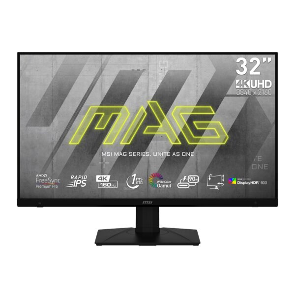 MSI MAG 323UPF - 32 Inch UHD Esports Gaming Monitor 3840 x 2160 IPS Panel 160 Hz / 1ms Freesync premium pro Adjustable/ VESA Display Port 14a & HDMI 21 Type C