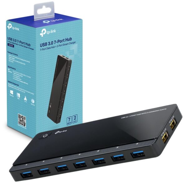 TP-Link 7-Port USB 30 Micro B Hub with 2 Exclusive 24 A Charging Ports Anti-static Protection 1m USB30 Cable Compatible Windows Mac OS X and Linux systems Black (UH720)