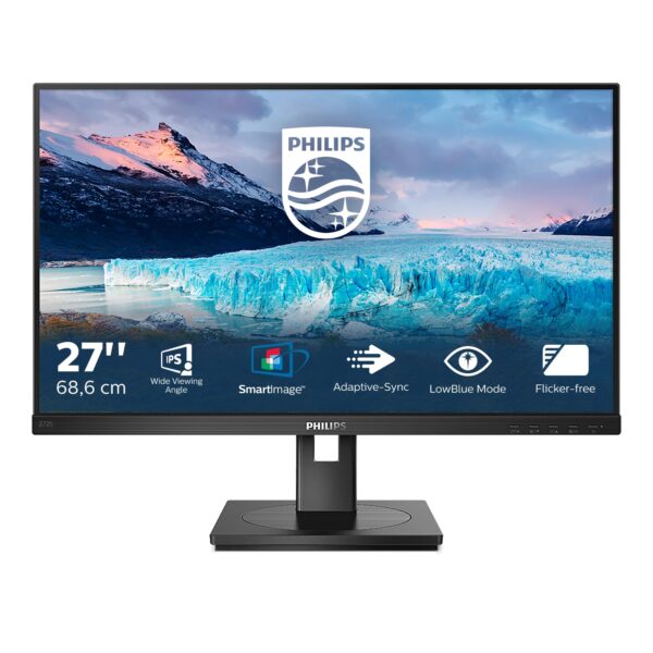 PHILIPS 272S1AE - 27 Inch FHD Monitor75Hz 4ms IPS Height adjust Speakers FlickerFree AdaptiveSync (1920 x 1080 250 cd/m HDMI/VGA/DP/DVI-D)
