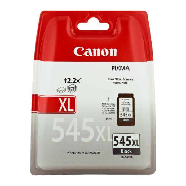 Canon Ink - PG-545XL High Yield Genuine Black Printer Cartridge Prints Up to 400 A4 Pages (1 x Cartridge) Compatible with PIXMA TR IP MX MG & TS