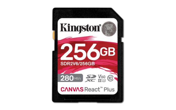 Kingston Canvas React Plus V60 SD 256GB SDXC UHS-II 280R/150W U3 for Full HD/4K