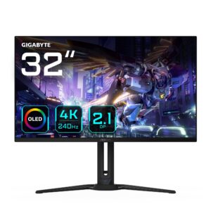 Gigabyte AORUS FO32U2P 32 QD-OLED Flat Gaming Monitor - 3840 x 2160(UHD) 240Hz 003ms 250 cd/m2 KVM FreeSync Premium Pro DisplayHDR True Black 400 DisplayPort21
