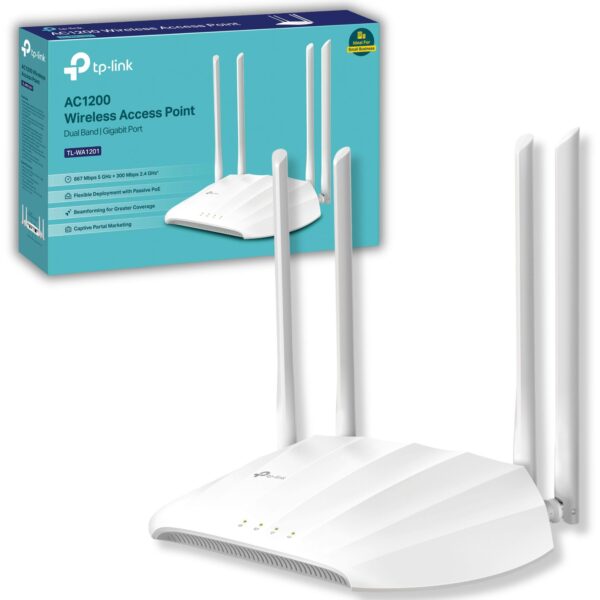 TP-Link Dual Band AX1800 Gigabit Wi-Fi 6 Access Point Supports Passive PoE Range Extender Multi-SSID and Client modes Boosted Coverage (TL-WA1801) (Package may vary)
