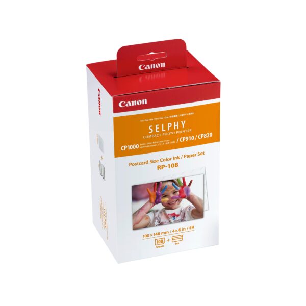 Canon Paper for SELPHY CP1500 - RP-108 Genuine Ink + Set (100 x 148mm) 108 Sheets also compatible with CP1300 CP1200