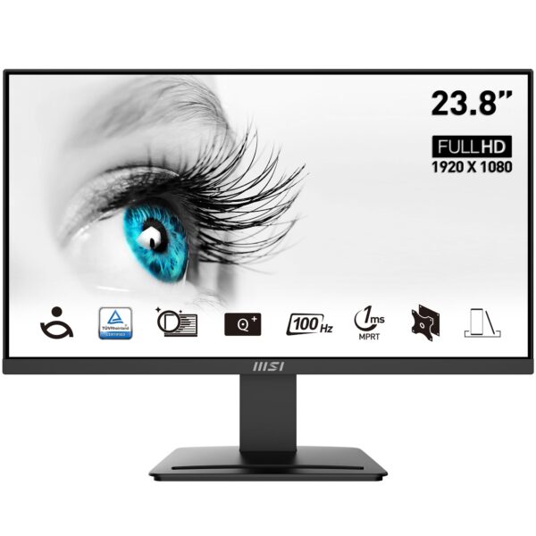 MSI PRO MP2412 238 Inch Monitor Full HD (1920 x 1080) 100Hz VA 4ms FreeSync HDMI VGA Anti-Glare Anti-Flicker Less Blue light TV Certified VESA Kensington Black