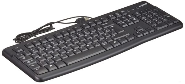 Logitech K120 Wired Business Keyboard for Windows or Linux USB Plug-and-Play Full-Size Spill Resistant Curved Space Bar PC/Laptop QWERTY UK Layout - Black
