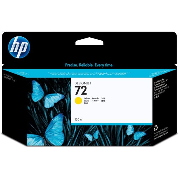 HP 72 C9373A Yellow 130-ml Genuine DesignJet Ink Cartridge with for T2300 eMFP T1300 T1200 T1120 T1100 MFP T795 T790 T770 T620 T610 & T600 Large Format Plotter Printers