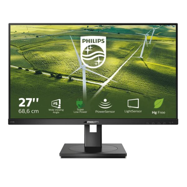 PHILIPS 272B1G - 27 Inch FHD Monitor75Hz4msIPS Speakers Height Adjust USB Hub Light sensors (1920 x 1080 250 cd/m HDMI/VGA/DVI/DP/USB 32/USB-B)