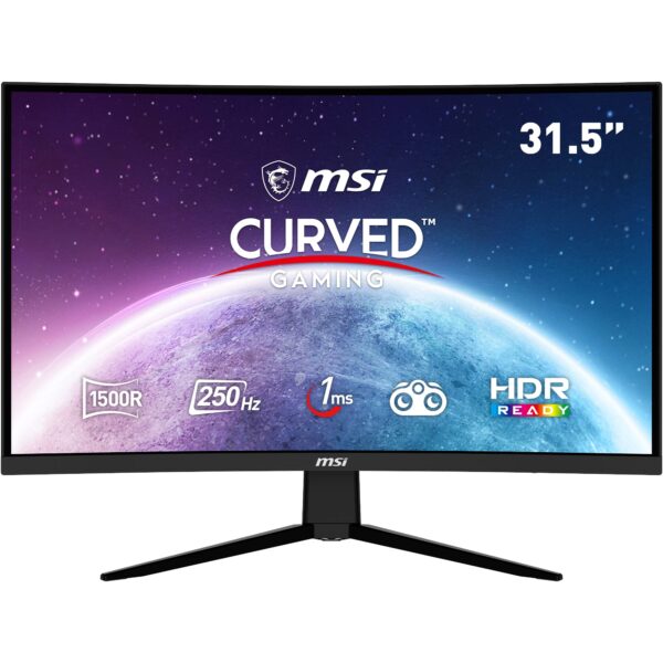 MSI G32C4X 32Inch FHD Curved Gaming Monitor - 1500R 1920 x 1080 VA Panel 250Hz / 1ms AMD FreeSync Premium HDR Ready DisplayPort HDMI Wide Color Gamut Frameless Night Vision Black