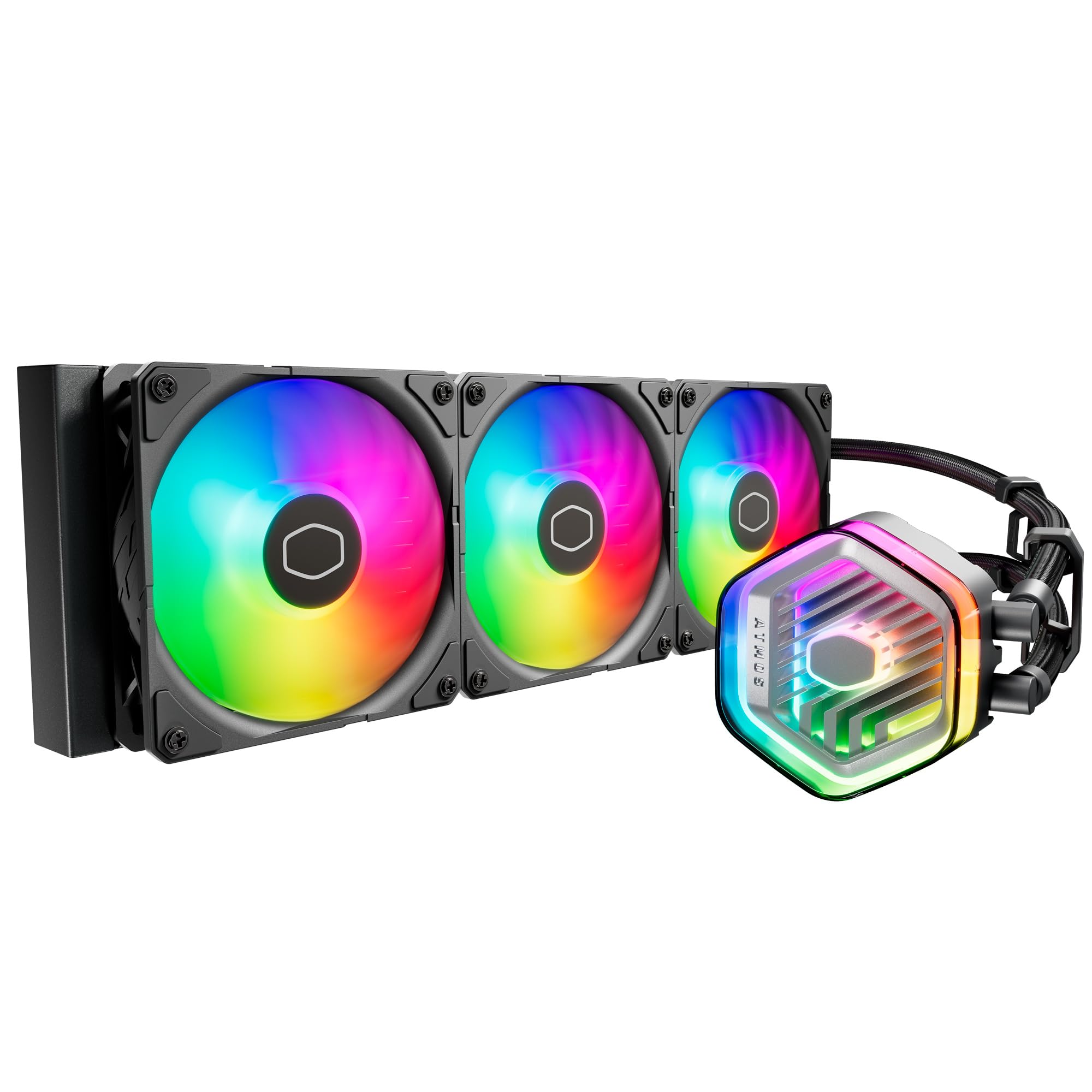 Cooler Master MasterLiquid Atmos 360 Black CPU Liquid - AIO Water Cooling System Dual Chamber Pump Pre-Installed Sickleflow 120 Edge Fans Addressable Gen 2 RGB LGA1700 & AM5 Brackets