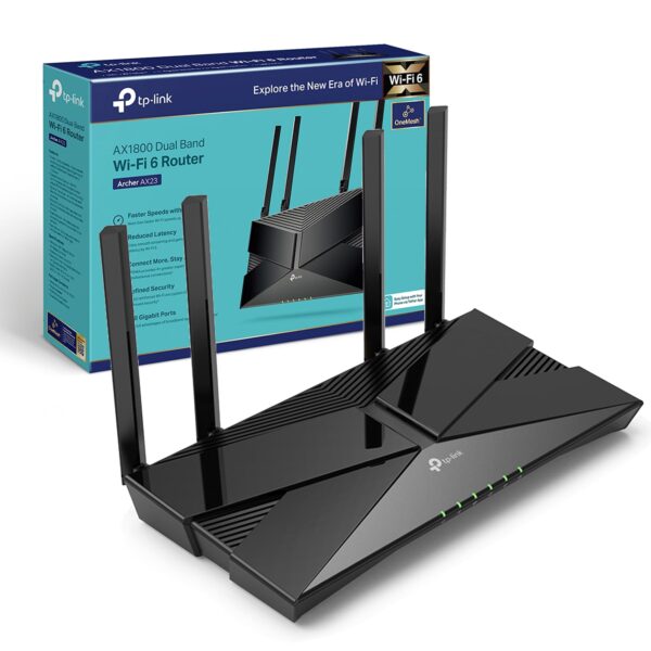 TP-Link WiFi 6 OneMesh Router AX1800 Mbps Gigabit VPN Dual-Core CPU Fibre WPA3 Cybersecurity Ideal for Gaming Xbox/PS4/Steam (Archer AX23)
