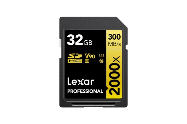 Lexar Professional 2000x SD Card 32GB SDHC UHS-II Memory Up to 300MB/s Read 260MB/s Write Class 10 U3 V90 for DSLR Full-HD Cinema-Quality 8K Video Cameras (LSD2000032G-BNNAG)