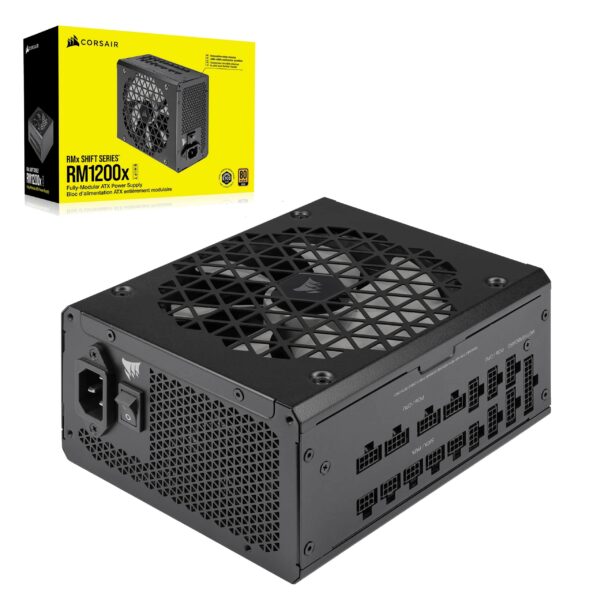 Corsair RM1200x SHIFT Fully Modular ATX Power Supply - Side Interface 30 & PCIe 50 Compliant Zero RPM Fan Mode 105C-Rated Capacitors 80 PLUS Gold Efficiency Black
