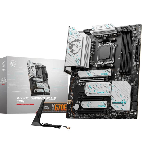 MSI X670E GAMING PLUS WIFI Motherboard ATX - Supports AMD Ryzen 9000 / 8000 7000 Series Processors AM5 80A SPS VRM DDR5 Memory Boost 7800+ MHz/OC PCIe 50 x16 M2 Gen5 Wi-Fi 6E