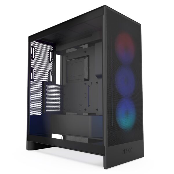 NZXT H7 Flow RGB Mid-Tower ATX Airflow Case with Fans Supports Bottom for Direct GPU Cooling Includes 360mm Single-Frame Fan Unit Cable Management Black