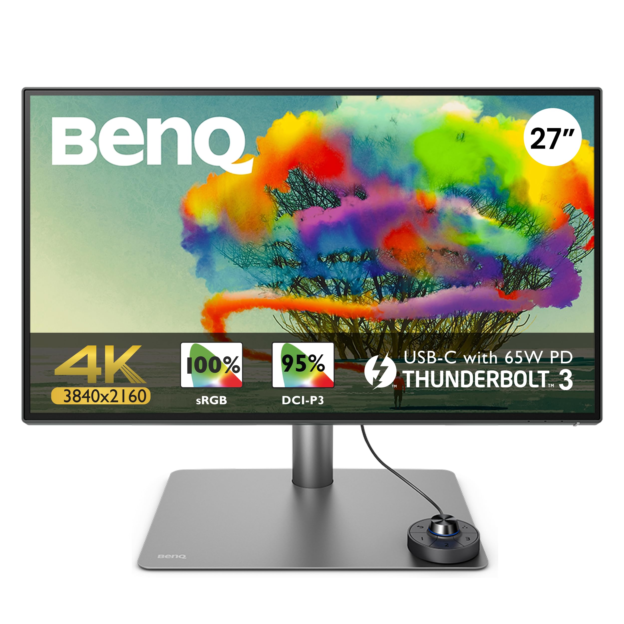 BenQ PD2725U Designer Monitor (AQCOLOR Technology 27 inch 4K UHD P3 Wide Color Thunderbolt 3 DisplayHDR 400 KVM Compatible for MacBook Pro M1/M2) black