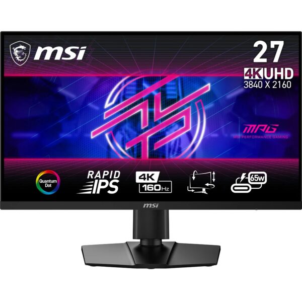 MSI MPG 274URF QD 27 Inch UHD Gaming Monitor - 3840 x 2160 Rapid IPS Panel 160 Hz / 05ms (GtG Min) 145 sRGB Colour Gamut Frameless Design VESA DisplayHDR 400 DisplayPort 14a HDMI 21 USB