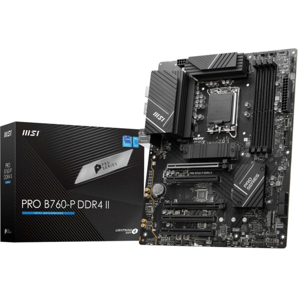 MSI PRO B760-P DDR4 II Motherboard ATX - Supports Intel 14th 13th & 12th Gen Core Processors LGA 1700 Memory Boost 5333+MHz/OC PCIe 40 x16 Slots M2 Gen4 25G LAN Black